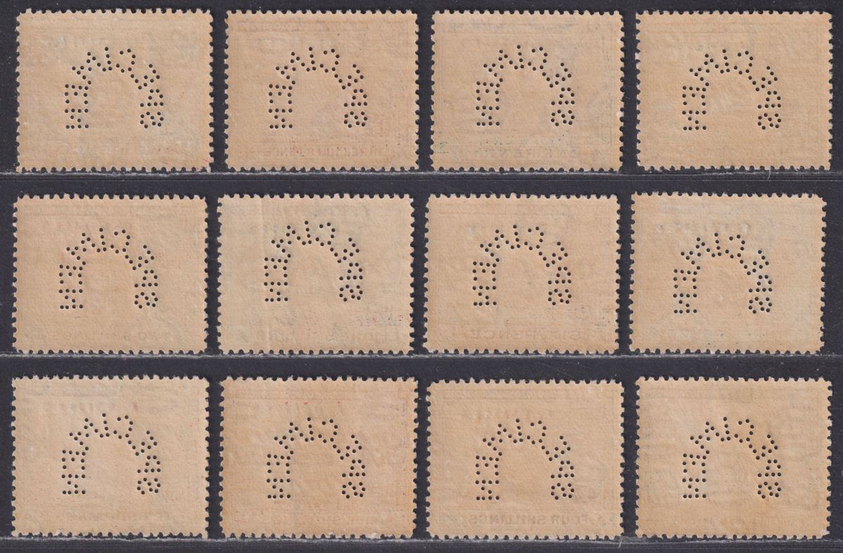 Gambia 1938 KGVI and Elephant SPECIMEN Perf Part Set to 10sh Mint - toned gum