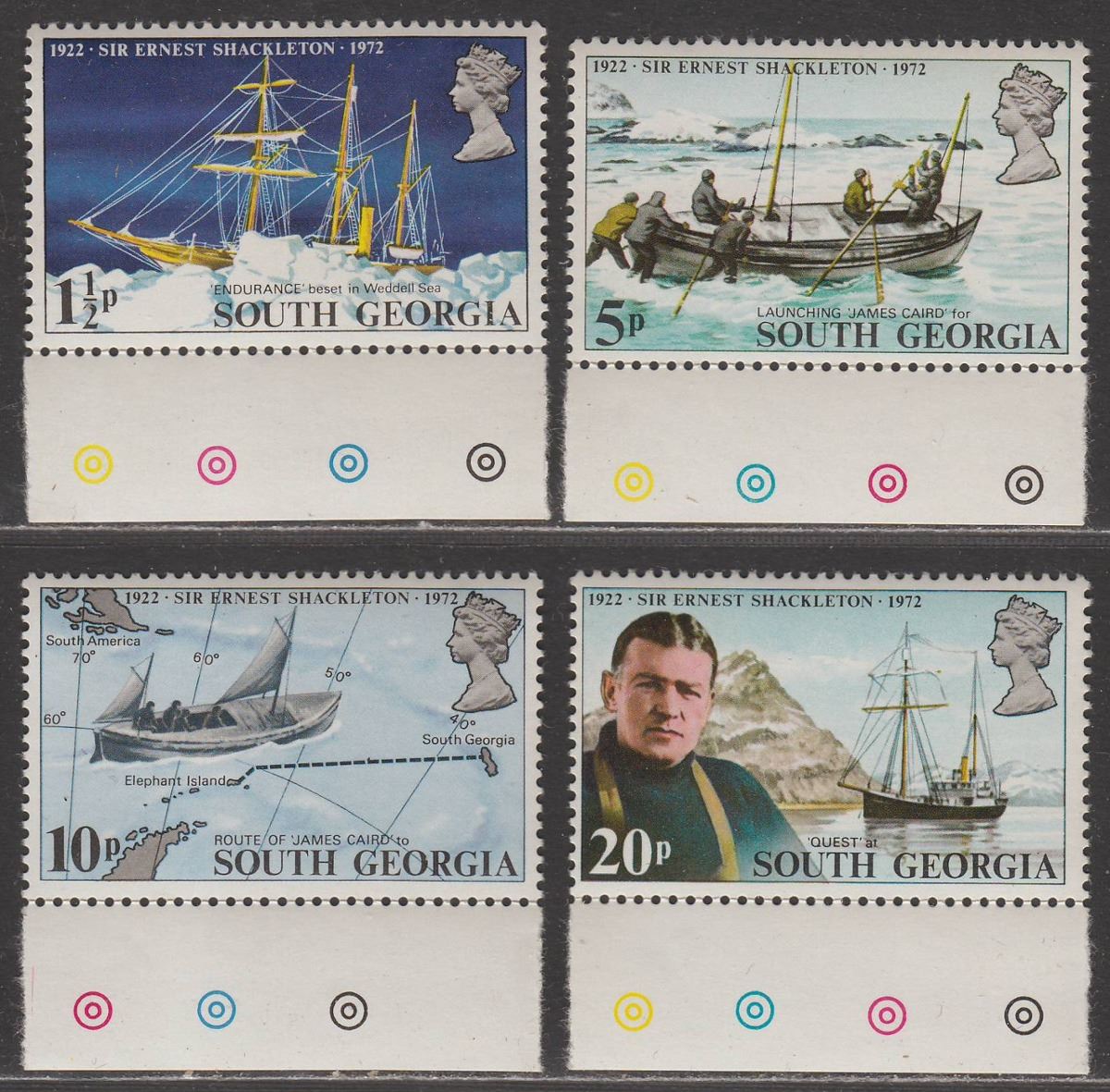 South Georgia 1972 QEII 50th Death Anniv of Shackleton Set Mint SG32-35 MNH