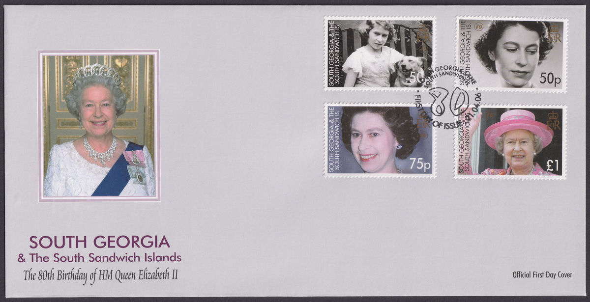 South Georgia + Sth Sandwich Is 2006 QEII 80th Birthday Pair First Day Covers