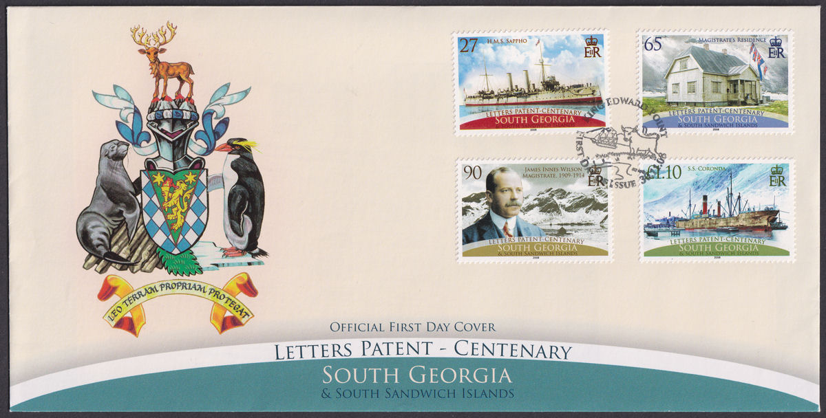South Georgia + Sth Sandwich Is 2008 Letters Patent Centenary First Day Cover