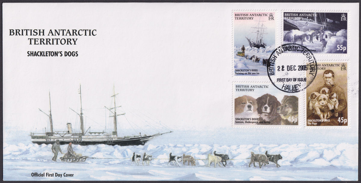 British Antarctic Territory 2005 Shackleton's Dogs Official First Day Cover