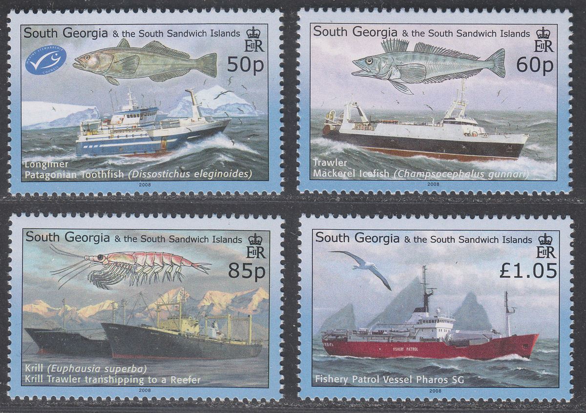 South Georgia + Sth Sandwich Is 2008 Fisheries Set Mint SG449-452 cat £11.50