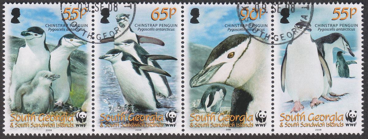 South Georgia + Sth Sandwich Is 2008 Chinstrap Penguins Set Used SG453a