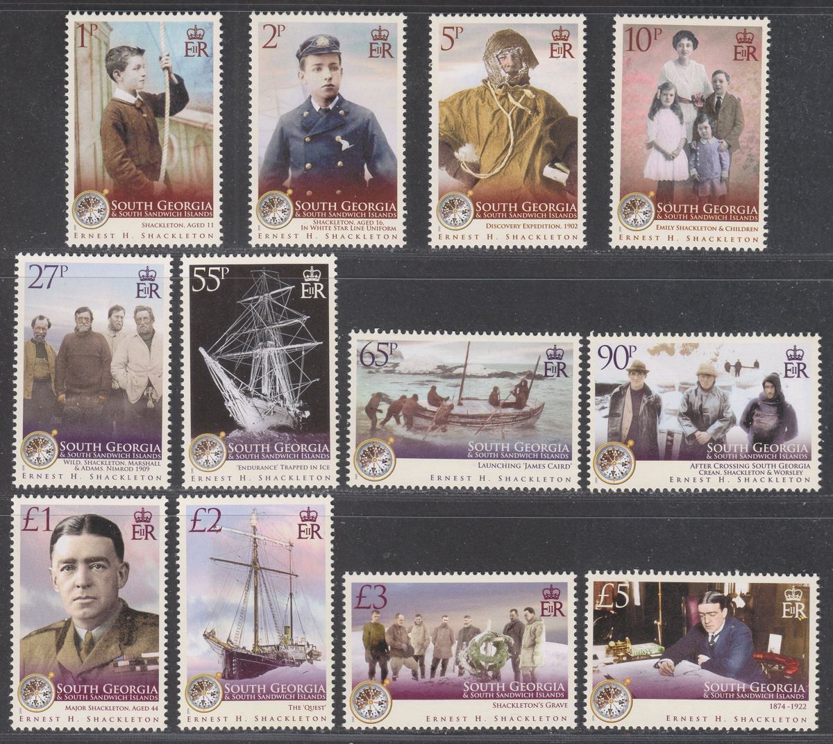 South Georgia + Sth Sandwich Is 2009 Shackleton Commemoration Set Mint SG467-478
