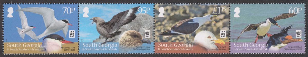 South Georgia + Sth Sandwich Is 2012 WWF Seabirds Set Mint SG556ab cat £13