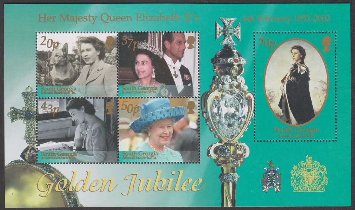 South Georgia + Sth Sandwich Is 2002 QEII Golden Jubilee Min Sheet Mint SG MS336