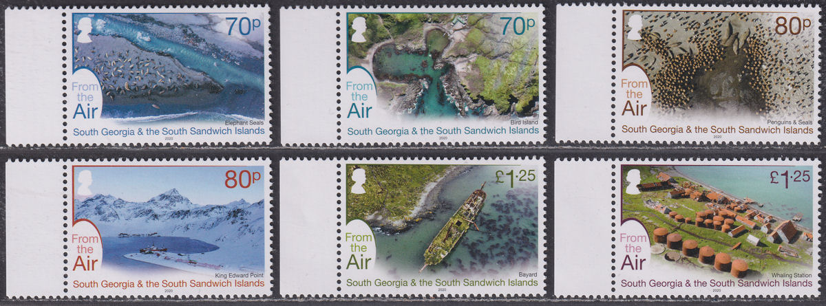 South Georgia + Sth Sandwich Is 2020 From the Air Set Mint SG744-749 cat £16