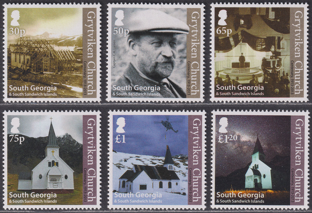 South Georgia + Sth Sandwich Is 2013 Centenary Grytviken Church Mint SG605-610