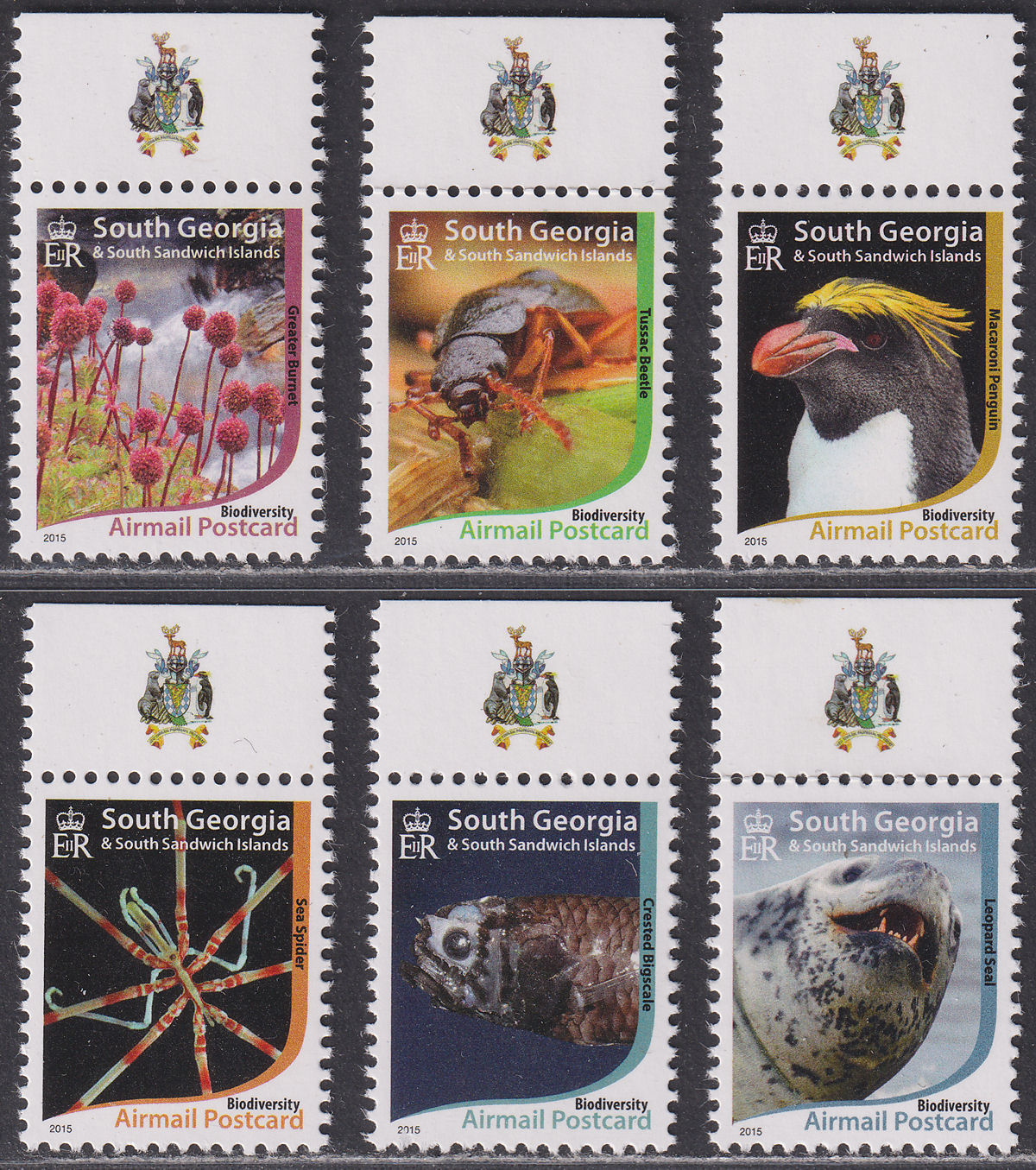 South Georgia + Sth Sandwich Is 2015 Biodiversity Set Mint SG656-661 cat £19
