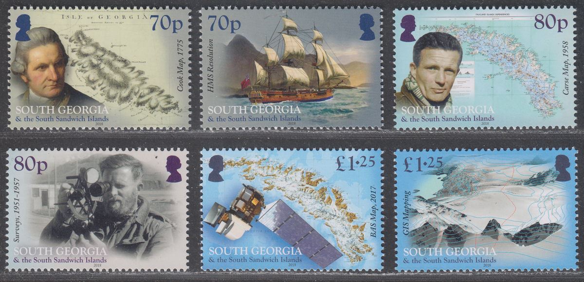South Georgia + Sth Sandwich Is 2018 Mapping Set Mint SG701-706