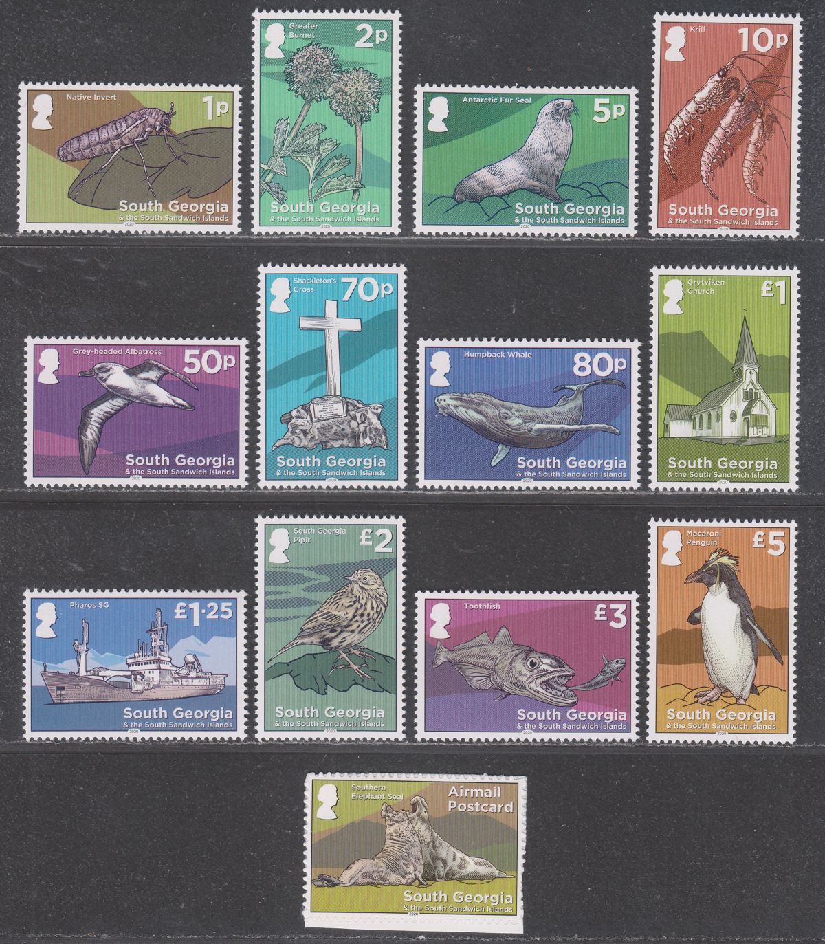South Georgia + Sth Sandwich Is 2020 Definitives Set Mint SG750-761