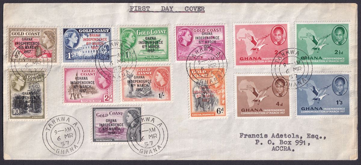 Ghana 1957 Independence First Day Cover Used TARKWA to ACCRA