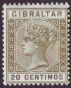 Gibraltar 1896 QV 20c Olive-Green and Brown Mint SG24