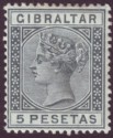 Click for more photos and details Gibraltar 1889 QV 5p Slate-Grey Mint SG33