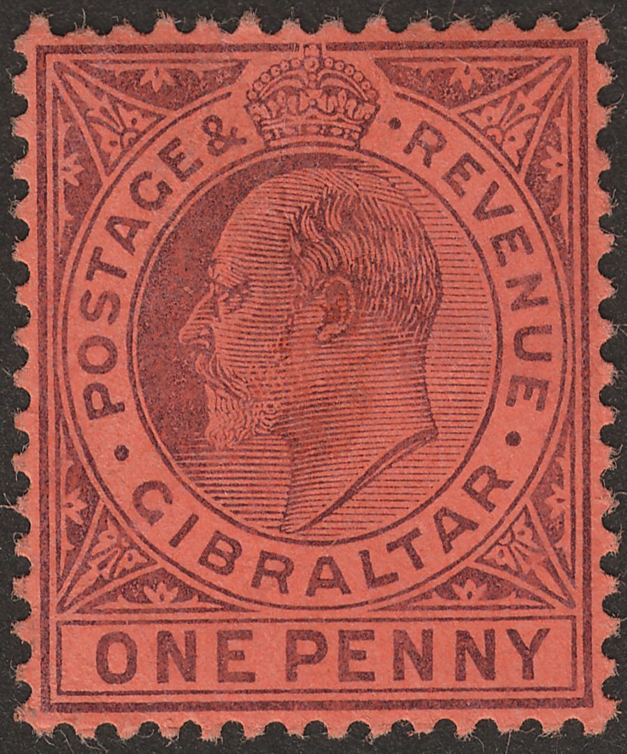 Gibraltar 1903 KEVII 1d Dull Purple on Red Mint SG47