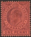 Click for more photos and details Gibraltar 1903 KEVII 1d Dull Purple on Red Mint SG47