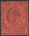 Gibraltar 1903 KEVII 1d Dull Purple on Red Mint SG47