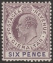 Gibraltar 1903 KEVII 6d Dull Purple and Violet Mint SG50