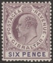 Click for more photos and details Gibraltar 1903 KEVII 6d Dull Purple and Violet Mint SG50