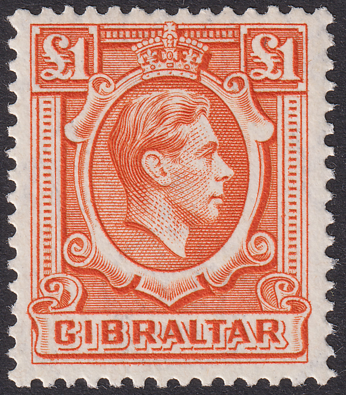 Gibraltar 1938 KGVI £1 Orange UM Mint SG131 cat £45