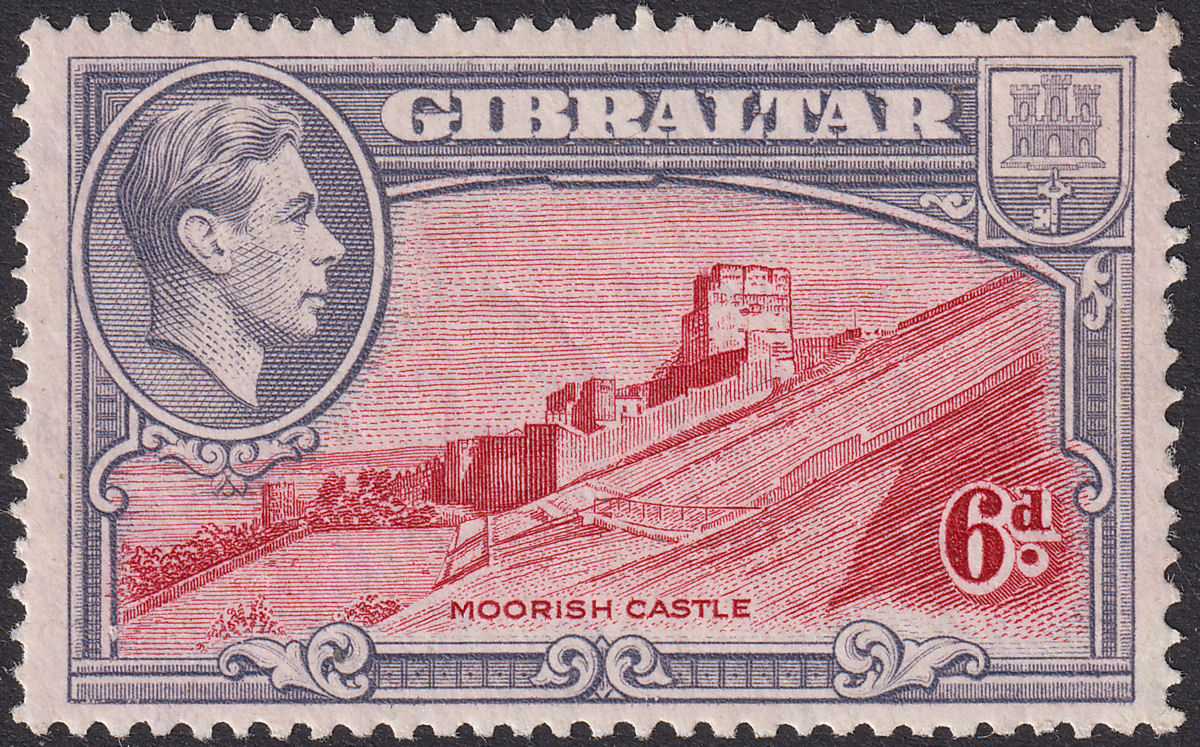 Gibraltar 1938 KGVI 6d Carmine and Grey-Violet Perf 14 Mint SG126a cat £120