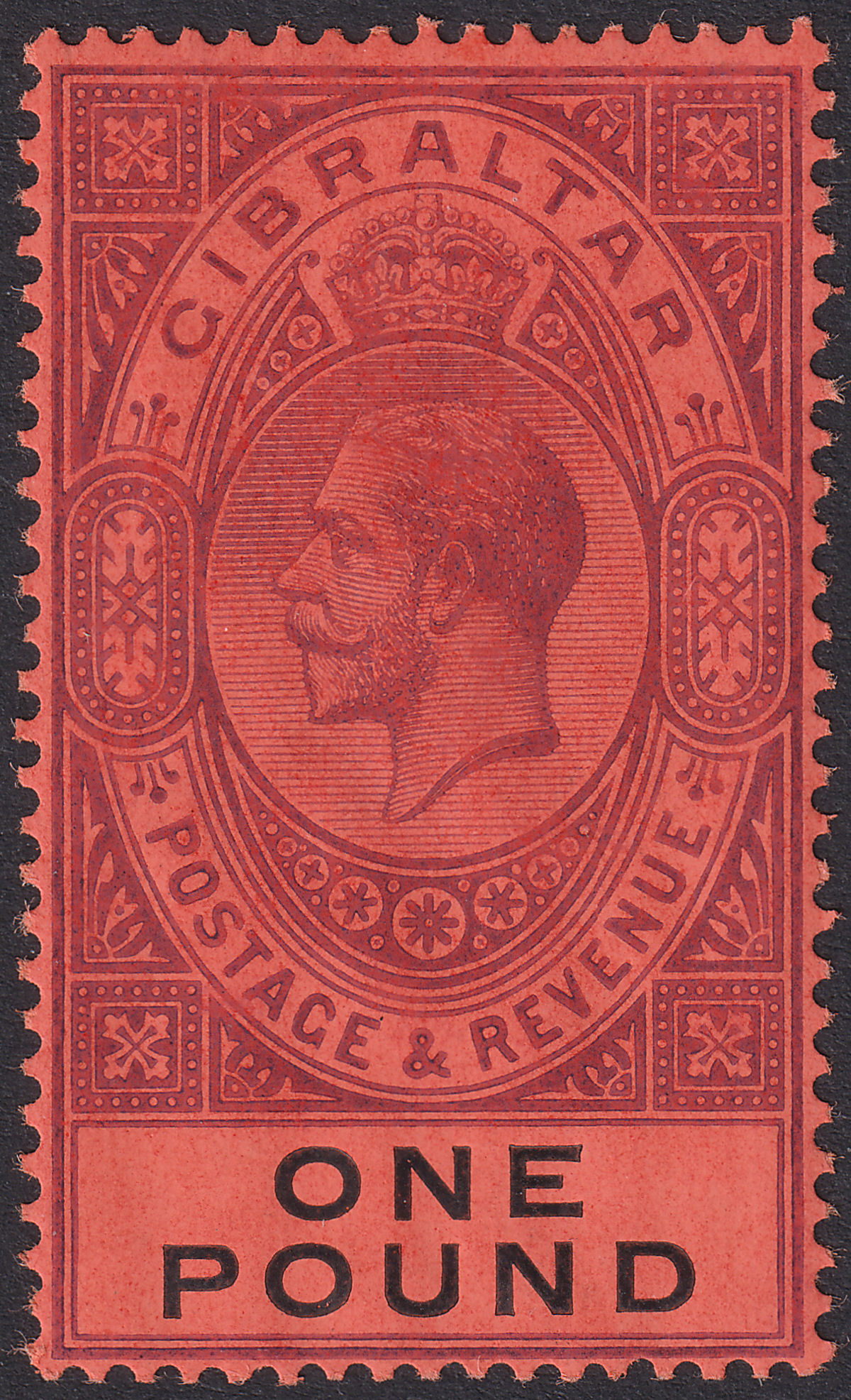Gibraltar 1912 KGV £1 Dull Purple and Black on Red Mint SG85 cat £160