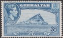 Click for more photos and details Gibraltar 1938 KGVI 3d Light Blue Perf 14 Mint SG125a cat £130