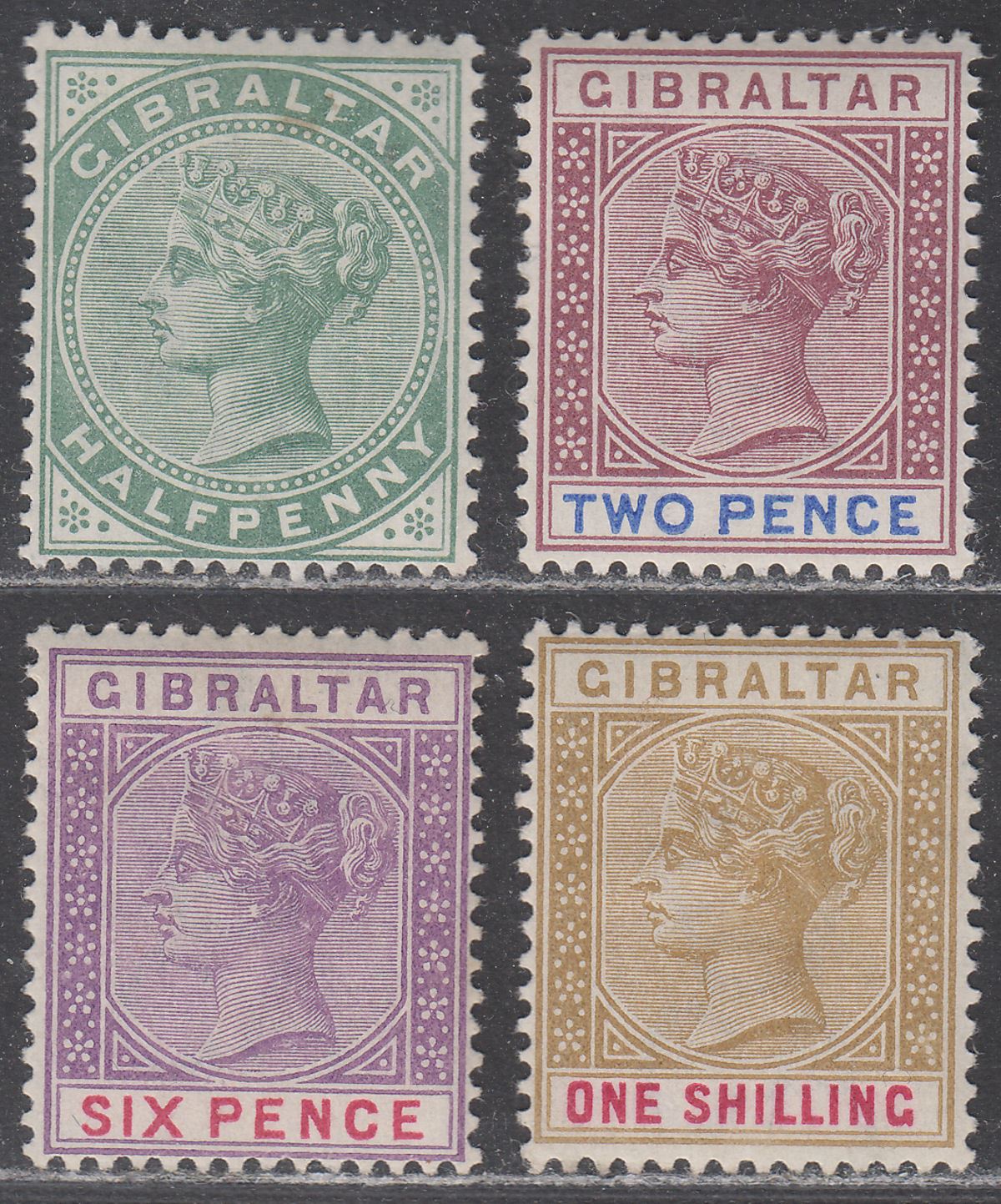 Gibraltar 1898 Queen Victoria Part Set to 1sh Mint cat £140