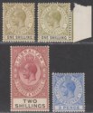 Click for more photos and details Gibraltar 1925-30 KGV 1sh x2, 2sh, 3d Mint SG102-103 SG109 cat £48