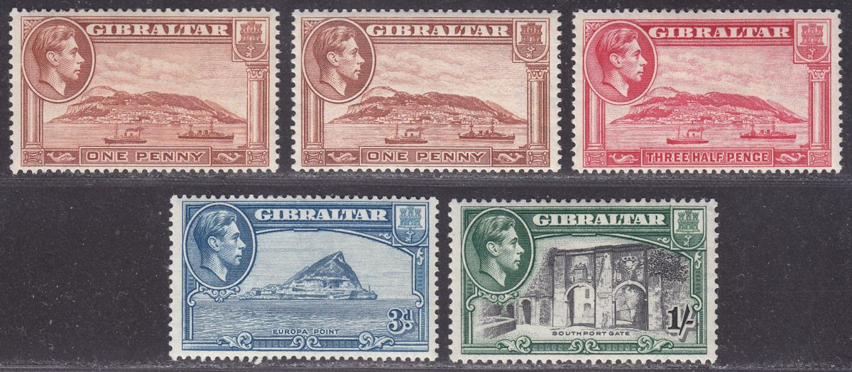 Gibraltar 1938-51 King George VI Part Set to1sh Mint