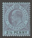 Click for more photos and details Gibraltar 1903 KEVII 2½d Dull Purple and Black on Blue Mint SG49