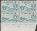 Click for more photos and details Gibraltar 1954 QEII 3d Royal Visit Imprint Block Mint SG159