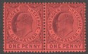 Click for more photos and details Gibraltar 1904 KEVII 1d Dull Purple on Red wmk Multi CA Chalky Mint Pair SG57a
