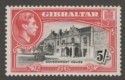 Gibraltar 1938 KGVI 5sh Black and Carmine Perf 13½ Mint SG129a