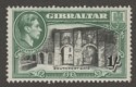 Gibraltar 1938 KGVI 1sh Black and Green Perf 13½ Mint SG127a