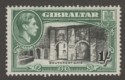 Click for more photos and details Gibraltar 1938 KGVI 1sh Black and Green Perf 13½ Mint SG127a