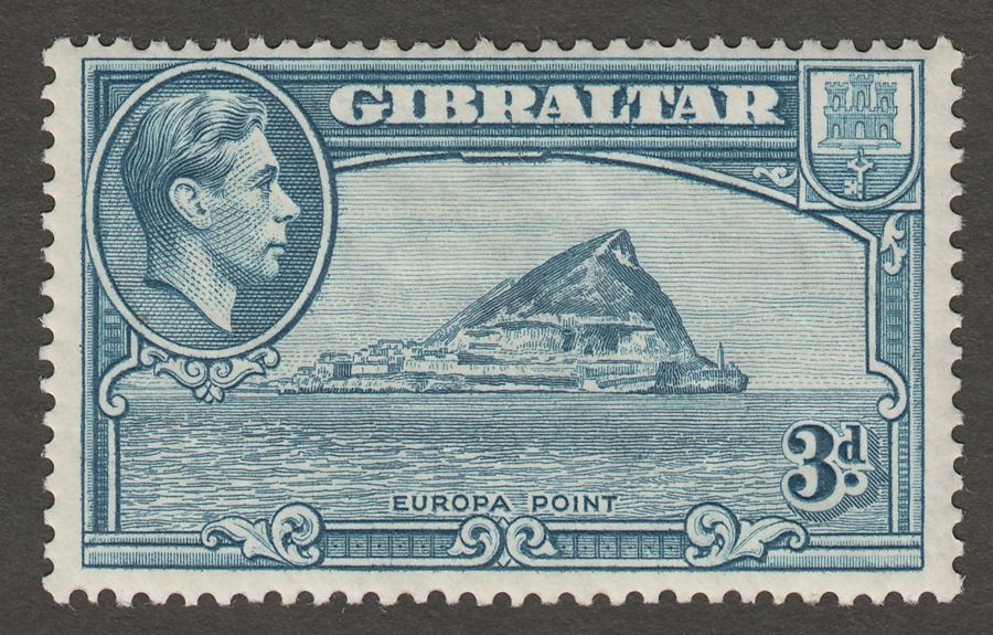 Gibraltar 1938 KGVI 3d Light Blue Perf 13½ Mint SG125