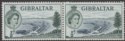 Gibraltar 1953 QEII Wharves ½d Indigo and Grey-Green Coil Join Pair Mint SG145