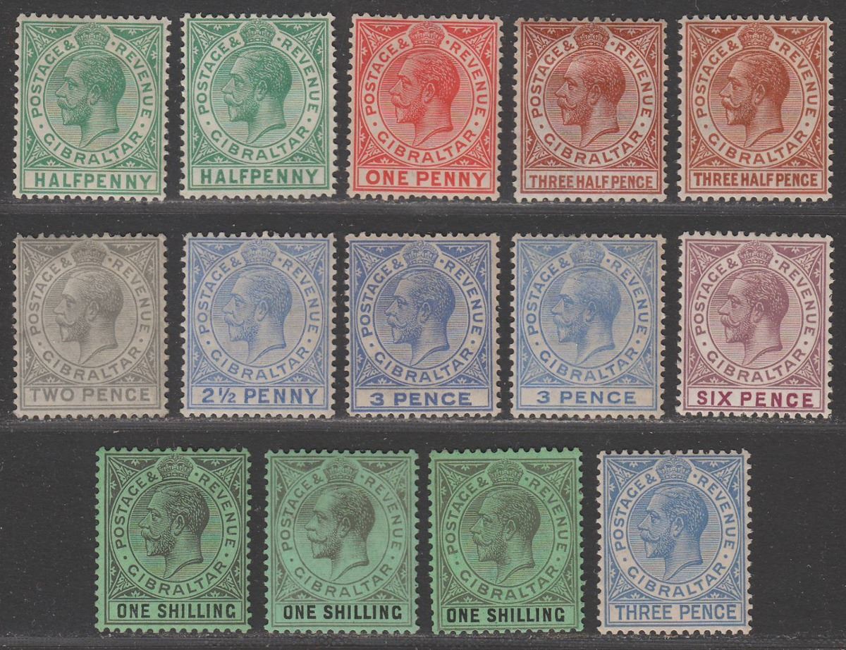 Gibraltar 1921-30 King George V Selection to 1sh Mostly Mint
