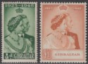 Click for more photos and details Gibraltar 1948 KGVI Royal Silver Wedding ½d, £1 Mint SG134-135 cat £60 MNH