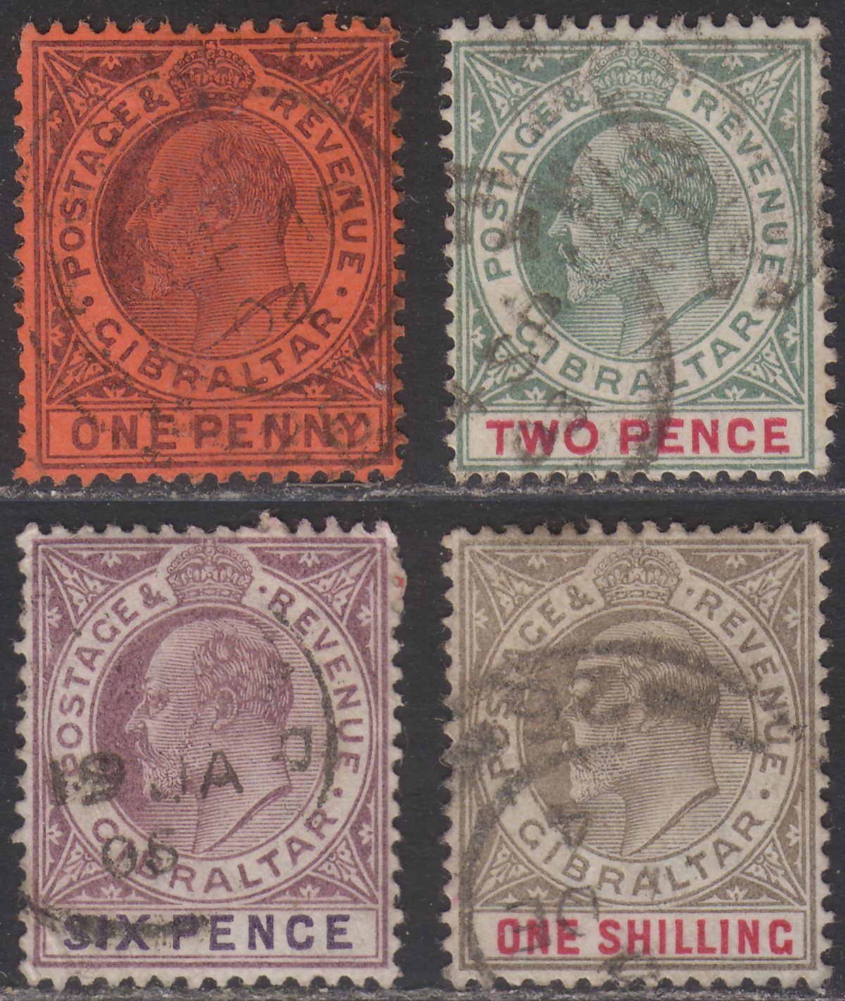 Gibraltar 1903 King Edward VII Part Set to 1sh Used cat £100