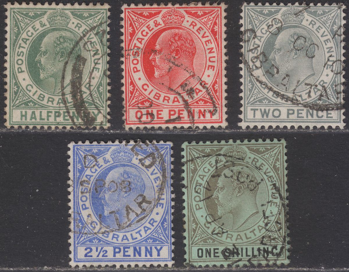 Gibraltar 1906-11 King Edward VII Part Set to 1sh Used cat £45
