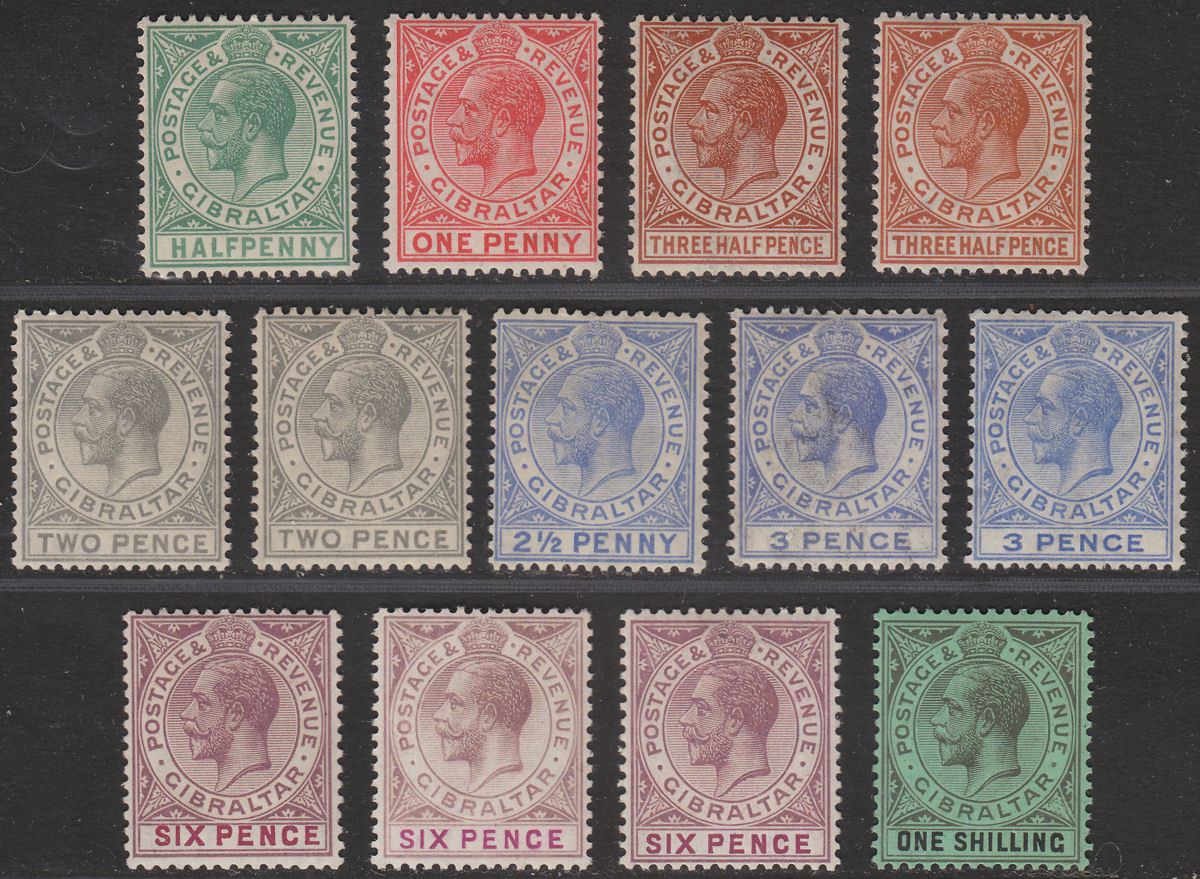 Gibraltar 1921 King George V Set to 1sh Mint SG89-98