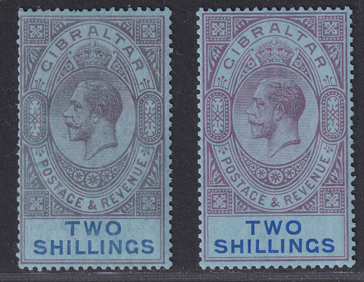 Gibraltar 1924-25 KGV 2sh Grey-Purple / 2sh Reddish Purple Mint SG99-99a cat £27