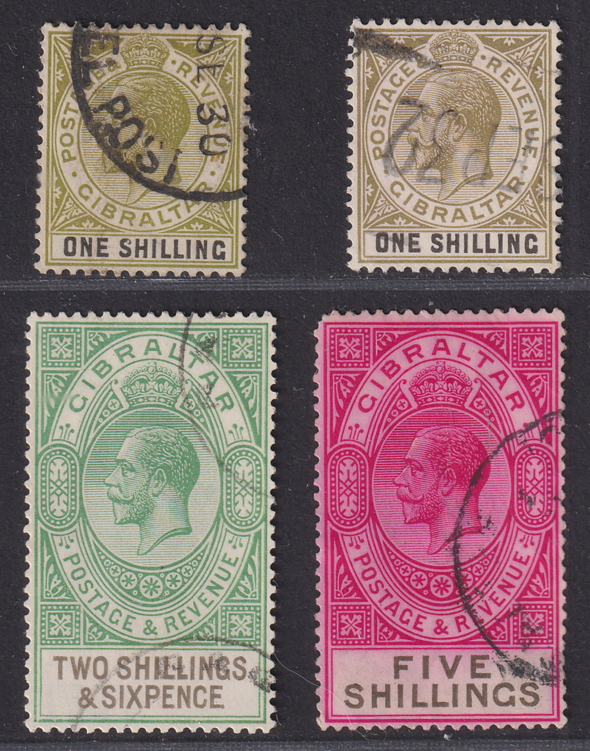 Gibraltar 1925-32 KGV Part Set to 5sh Used SG102-105 cat £166