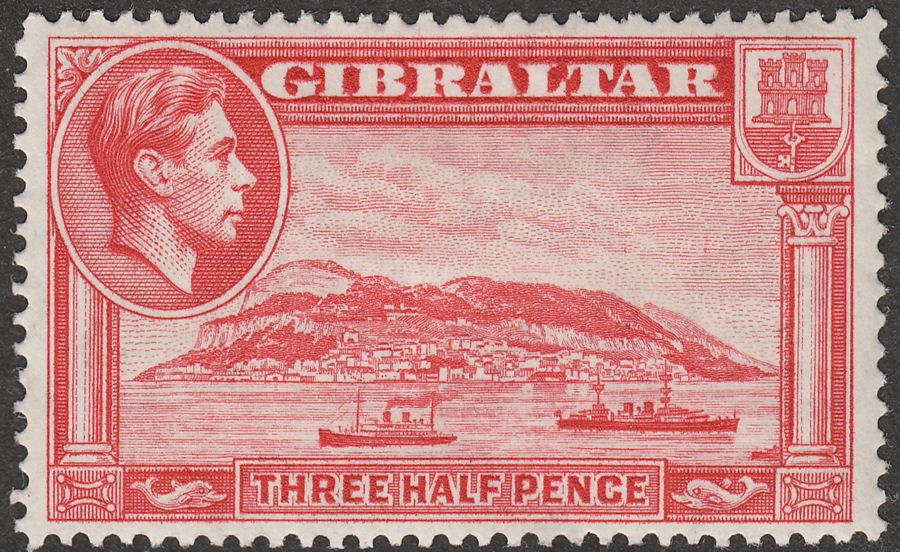 Gibraltar 1938 KGVI 1½d Carmine Perf 14 Mint SG123