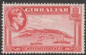 Gibraltar 1938 KGVI 1½d Carmine Perf 13½ Mint SG123a