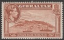 Click for more photos and details Gibraltar 1938 KGVI 1d Yellow-Brown Perf 14 Mint SG122