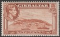 Click for more photos and details Gibraltar 1940 KGVI 1d Yellow-Brown Perf 13½ Mint SG122a