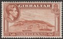 Gibraltar 1940 KGVI 1d Yellow-Brown Perf 13½ Mint SG122a